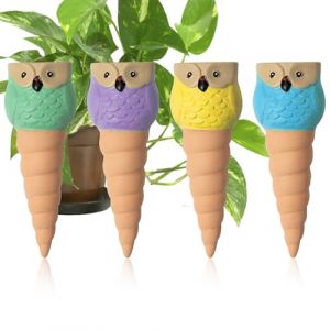 MKNZOME Oyas a Planter Terre Cuite, 4 Pièces Arrosage Goutte à Goutte Ollas Terre Cuite Arrosage Automatique Plantes Irrigation Goutte a Goutte Bouteille pour Jardin Maison Intérieur Extérieur (YunkaiStoreDirect, neuf)