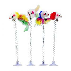 ZBIianxer Jouet interactif pour chat - Baguette à plumes pour chat - Jouet à ressort pour chat - Jouet à ventouse - Baguette à plumes pour chat (iaZBnxI, neuf)