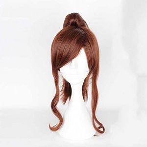 MAOMA Perruque Cosplay pour Sailor Moon Sailor Jupiter Cosplay Perruque，Anime Perruque Cosplay Anime Wig Homme Femme Cosplay Perruques Déguisements Halloween Brown Ponytail wig (good stuff A, neuf)