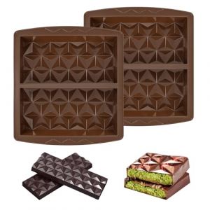 Moule &agrave; chocolat Duba&iuml;, 2 pi&egrave;ces Moule Turron Silicone, Moule Tablette Chocolat, Moules Chocolat (moule chocolat B) (Dexuanzhiju, neuf)