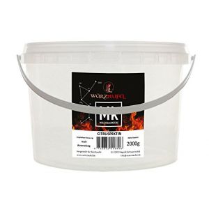 Pectine, citruspecttine, pectine fixe, épaississant végétalien E440ii Seau en polyéthylène 2 000 g (2 kg) (Würzteufel GmbH Gewürzmanufaktur Schwarzwald, neuf)