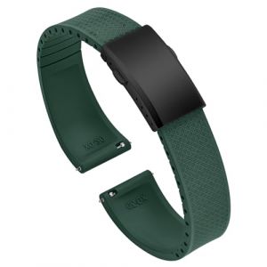 ULLCHRO FKM Bracelet Montre 20mm 22mm Bracelets de Montre FKM Caoutchouc fluoré à Dégagement Rapide Souples et Durables Bracelet de Remplacement pour Homme Femme (21mm, Vert Foncé) (Ullchro-EU, neuf)