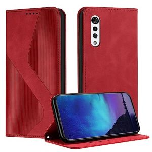Fatcatparadise Coque pour LG Velvet/G9/G900, Coque LG Velvet/G9/G900, Housse en Cuir PU Pochette Portefeuille &Eacute;tui Rabat Clapet Case Porte Carte Magn&eacute;tique Etui de Protection Flip Case (Rouge) (Oldwen, neuf)