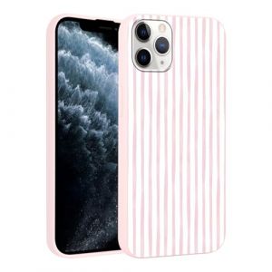 Yirlbey Coque pour iPhone 11 Pro Max 6,5'', Housse Rose Silicone avec Rose et Blanc Stripes Striped Aesthetic Dessin Motif Design, &Eacute;tui pour Fille Fine TPU Souple AntichocProtection Case, Rayures (XUPINBO, neuf)