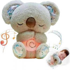 Vmhkjo Loutre Qui Respire Koala avec Musique Apaisante, Peluche Loutre Apaisante pour Adultes et Enfants Ma Loutre Calin Bonne Nuit, Compagnon de Sommeil Doux Soulager l'Anxi&eacute;t&eacute; (Koala Gris Claire) (WeiManHeKeJi, neuf)