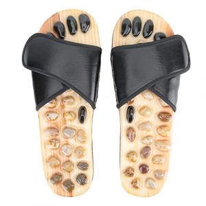 Pantoufles de massage des pieds, sandales d'acupuncture en pierre de galet pieds Relax chaussures tapis relaxant r&eacute;flexologie outils de massage soins de sant&eacute; pour(37-38) (Canyitar, neuf)