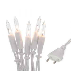 hellum 839081 Guirlande Lumineuse d'intérieur à Alimentation électrique, Mini Guirlande Lumineuse avec 100 Ampoules claires et Chaudes, 14,85 m, câble Blanc (Hellum Direkt, neuf)