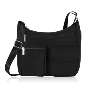 HUA ANGEL Sac Bandoulière Femme Polyester Léger Petit Sac à Main Tissu Sac Besace avec Multiples Poches Voyage Sport Shopping Travail Université (HUAANGEL, neuf)