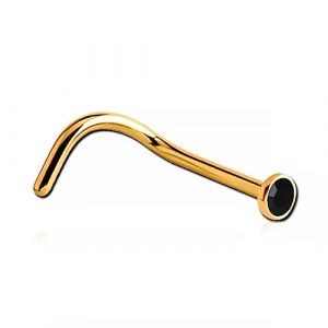 Inoki - Stud de nez plaqu&eacute; or 18k cristal autrichien 2.25mm - Tige 0.8 mm, Long. 6.5 mm, &Eacute;l&eacute;m. 2.35 mm - Onyx (INOKI PIERCING, neuf)