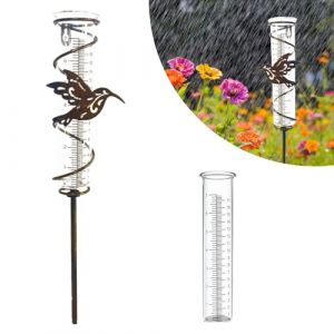 HOMURY Pluviomètre de jardin en verre - Pluviomètre en métal - Avec échelle claire - Pour jardin, pelouse, terrasse (Huiangeu, neuf)