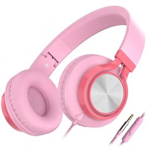 AILIHEN C8 Casque Filaire avec Microphone Casque Supra-auriculaire Pliable et Ajustable Contr&ocirc;le du Volume Son st&eacute;r&eacute;o HD Prise 3.5mm pour Chromebook, Ordinateur Portable, Smartphone, &Eacute;tude(Rose) (yunyeeu, neuf)