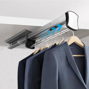 HONZUEN Extensible Tringle Penderie 35cm, Barre de Penderie, Barre Telescopique avec Fermeture Douce, Porte Pantalon Coulissant 14-16 pi&egrave;ces, Tringle Dressing Gain de Place, Charge 45kg (HJY EU, neuf)