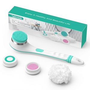 VOYOR 4 en 1 Brosse Dos Douche Brosse pour Le Dos Électrique Brosse Douche pour Le Dos avec Manche Long pour Femme Homme Exfoliant, Nettoyage De La Peau, Massage Rechargeable Sans Fil BC100 (Bleu) (Voyor-FR, neuf)