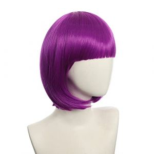 Perruque pour vêtements assortis pour déguisement, mascarade, cosplay, boîte de nuit, spectacle, bar, frange oblique, cheveux courts, rose, beige, bleu, bobo perruque couleur : K051-24 (good stuff A, neuf)
