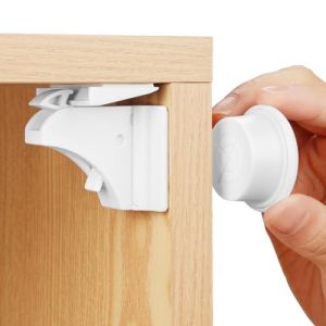 HOTUT Enfant Magnétique Cabinet de Sécurité, Sécurité Placard Bébé (4 Verrous & 1 Clés), Serrure Magnétique Invisible pour Sécurité Enfant, Tiroir Securite Bebe Bloque, Blocage Sans Perçag (ZHDAYA, neuf)