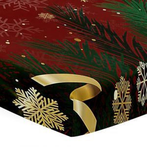 Hiseng Drap Housse pour Lit Bébé Enfant Imprimé Noël Doux Draps Housses pour lit de Bébé et lit d'Enfant Protège Matelas Compatible pour Berceaux de Chevet (ruban d'or,65x95cm) (Hiseng, neuf)