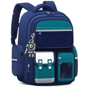 Amythe Cartable Gar&ccedil;ons Primaire, Sac &agrave; Dos pour Enfants de CE2 CM1 CM2, Sac D'&eacute;cole Primaire Multi-compartiments avec Bandes R&eacute;fl&eacute;chissantes pour Gar&ccedil;on 8 &agrave; 12 ans, Vert (Amythe, neuf)