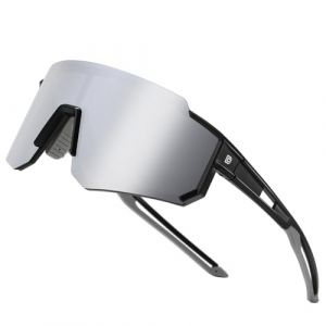 DUCO Lunettes de soleil de sport polaris&eacute;es pour homme et femme Protection UV400 Baseball Cyclisme Course &agrave; pied P&ecirc;che Lunettes de soleil DC0068, Cadre noir - Lentille miroir Revo (SHES WORLD, neuf)