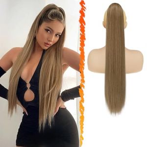 BARSDAR Longue Raides Queue de Cheval Extension - 66cm Brun Queue de Cheval Extension de Cheveux avec Cordon Synthétique Clip en Queue de Cheval Postiche Faux Ponytail pour Femmes - Clair Brun Mixte (BARSDAREU, neuf)