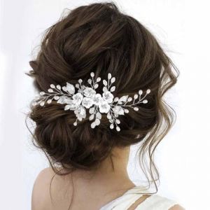 Jascatin Mari&eacute;e Fleur De Mari&eacute;e Peigne De Cheveux De Mari&eacute;e Pi&egrave;ces De Cheveux De Mari&eacute;e Accessoires De Cheveux De Mari&eacute;e Feuille Perle Headpieces De Mari&eacute;e pour Femmes et Filles (shenzhenshixiangrongmaoyiu, neuf)