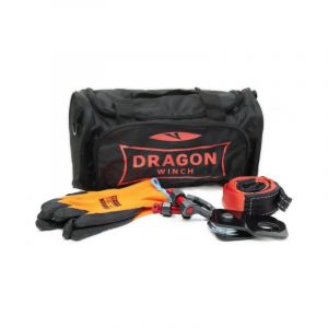 Dragon Winch Kit Treuil ATV - Poulie de Renvoi 4T (8800 lbs), 2x Manilles 3T (3000 kg) 5/8", Ceinture 1,5m, Gants et Sac - Kit Universel Offroad (DragonWinch, neuf)