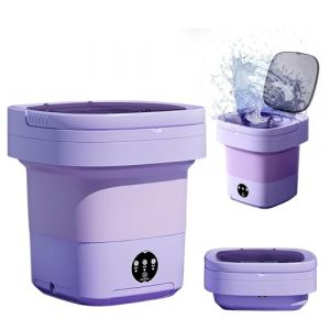 PZCC Mini Machine à Laver Portable, 9L Machine à Laver Pliable, avec 3 Modes de Nettoyage en Profondeur et Panier de Vidange, pour Appartements, Dortoirs, Camping-Cars, Voyage (Violet, 9L) (Appleton Trade Store, neuf)