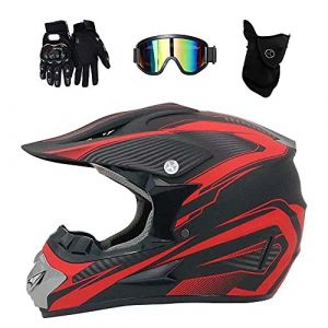 Int&eacute;gral Casque Motocross Ensemble, avec Lunettes Gants Masque, Jeunesse Enfant Hors Route Moto Casque &Eacute;quipement de Protection, Downhill Enduro VTT MTB BMX Quad Dirt Bike Casque(HH,S/52-53CM) (KHBTFNB Shop, neuf)