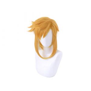 La légende de Zelda souffle de la lien sauvage Link-Golden queue de queue de cheval Cosplay Cosplay Costume Costume résistant à la chaleur Perruques de cheveux synthétiques résistantes à la chaleur (good stuff A, neuf)
