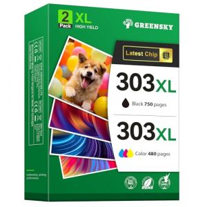 GREENSKY 303XL Remplacement pour Cartouche HP 303 XL Noir et Couleur Encre pour HP Envy Photo 6232 6230 6220 7830 6234 7130 7134 7800 7900 6222 7855 Tango X (1 Noir, 1 Couleur) (KYRIAKOULLAWER, neuf)