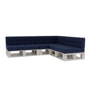 Coussin pour Palette Coussin d'assise Dossier piqué PFG 3xSet (Coussin d'assise 120x80 +Dossier 120x40), Gris foncé (FavreShop, neuf)