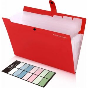 SKYDUE Trieur Document, Trieur 8 Compartiments A4, Dossier Rangement Documents Avec L'étiquettes, Rangement Papier/Pochette Document Pour Bureau, Maison, École(Rouge) (SKYDUE-EU, neuf)