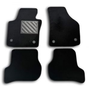 Tapis de Sol Seat Leon II 2005-2012, sur Mesure, Talonnette en Caoutchouc renforcé et Boutons de Fixation, Noir (MTC Automotive, neuf)