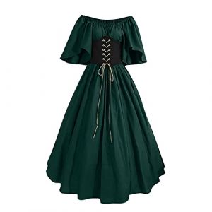 Susenstone 2024 Robe Medievale Femme Grande Taille Victorienne Steampunk Gothique Vintage Medievale Steampunk Costume M&eacute;Di&eacute;Val Femme D&eacute;Guisement Victorienne D&eacute;Guisements Dress Halloween Renaissance (⭐⭐⭐⭐⭐Susenstone, neuf)