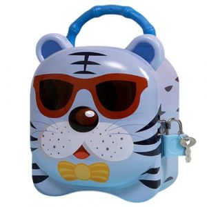 Tirelire,Tirelire Cochon Bleu Tigre Tirelires Aider Les Enfants à Commencer à Economiser Tirelire Enfant Garcon Cadeaux Boite a Economie Décorations Drôle avec Cadenas Et Clés Tirelire Enfant (Guador, neuf)