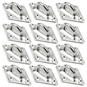 SAIJIAN 12 Pièces Platine Oeil INOX M5 Platine Ancrage INOX 304 Crochet Oeillet Plaque a Oeillet Crochets de Plafond Support Anneau Mural pour Accrocher des Objets Crochets de Fixation (SAIJIAN, neuf)