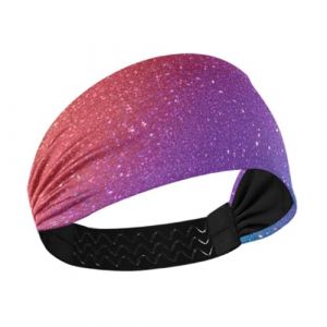 Amooorous Bandeau épais à paillettes arc-en-ciel dégradé antidérapant pour femme pour tennis, tennis, usage quotidien (LLiangCai, neuf)