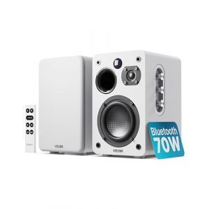 Majority D70X Enceinte Active Amplifiée | 70W Enceinte PC Bluetooth 5.3 | Double Cônes de Haut-Parleurs en Fibre de Carbone Enceintes Bibliotheques | Enceinte Monitoring Studio avec HDMI Arc (Blanc) (iZilla, neuf)