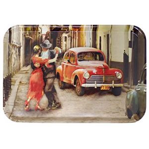 Lashuma Plateau à dessert grand 45x31 cm, Plateau décoratif carré Design: Tango, Plateau de service brun en mélamine (Lashuma Germany, neuf)