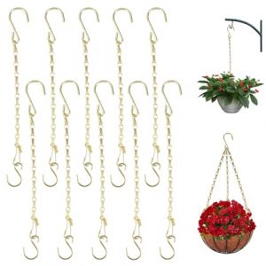 10 Pi&egrave;ces Or Cha&icirc;ne en M&eacute;tal de Suspension, 25cm Cha&icirc;ne Suspendue avec Crochet en S, Cha&icirc;nes Pot de Fleurs, Cha&icirc;ne de Panier Suspendu pour Mangeoires, Cage &agrave; Oiseaux, Billboard, Lanternes, Ornements (MUMUEU, neuf)
