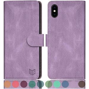 SUANPOT Etui Coque pour iPhone XS Max 6,5 Pouces [RFID Blocage] [Magn&eacute;tique Protection] Fentes pour Cartes Protection Etui Housse Premium en Cuir PU,Apple XS Max Portefeuille Lilas Violet (STAVROLINE TRADING COMPANY SINGLE MEMBER P.C., neuf)