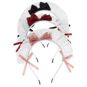 Mikinona Lot De 3 Bandeaux &Agrave; N&oelig;ud Accessoires Pour Cheveux Bandeaux Blancs Bandeau Lolita Bandeau Mignon De Soubrette Coiffe De F&ecirc;te Lolita Coiffe En Dentelle Pour Cosplay (Dawn Cedar, neuf)
