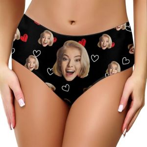 Culotte de Bikini Femme Personnalis&eacute;e Avec Photo Visage Culotte de Bikini Femme Personnalis&eacute;e Culotte Sexy Personnalis&eacute;e Avec Photo Pour Femme &Eacute;pouse Petite Amie &agrave; La Saint-Valentin No&euml;l (wulizizi, neuf)