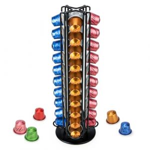 MOLEDINO Rangement Porte Capsules Compatible avec Nespresso Original 40 Capsules, 360° Rotatif Base Antidérapante Support Distributeur Capsule Café pour Cuisine/Bureau/Cadeau (Noir) (XingHao, neuf)