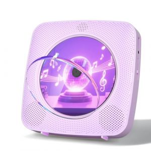 Gueray Lecteur CD Portable Enfant : Lecteurs CD Bluetooth pour la Maison avec Haut-parleurs Batterie 1800 mAh T&eacute;l&eacute;commande Couvercle Anti-poussi&egrave;re Amovible Lecteur CD Mural avec Radio USB AUX Violet (tangljuk, neuf)