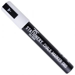 STATIONERY ISLAND Stylo Craie Pour Tableau Noir Effacable, Marqueur Craie Effacable, Feutre Craie pour le Verre Fenêtre, 6MM Lot de 1, Blanc (Stationery Island, neuf)