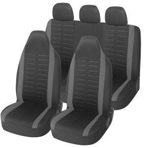 upgrade4cars Housse de Siege Voiture Appui Tête Intégré Universelle Noir Gris | Ensemble de Housses Siège Auto Universel | Couvre Sieges pour Avant et Arrière (upgrade4cars, neuf)