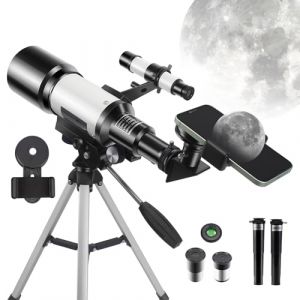 Télescope pour Enfants Adultes débutants, télescope réfracteur astronomique 150X, télescopes HD Professionnels d’Ouverture 70mm avec trépied réglable, Adaptateur de téléphone et Filtre de Lune (Esoldnic-EU, neuf)