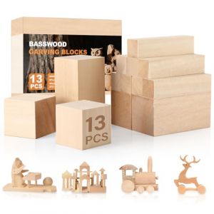 Zikenis 13 Pi&egrave;ces Tilleul Sculpture, 3 Tailles Blocs de Sculpture en Bois de Tilleul, pour Sculptures DIY et Tournage, Enfants Adultes D&eacute;butant (ZIEDONIS XXXL, neuf)