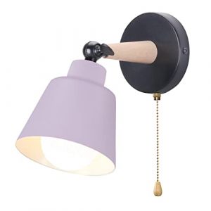 iDEGU Applique Murale Rétro Vintage E27 Luminaire Plafonnier Industriel en Bois et Métal Réglable Lampe Murale Interieur avec Interrupteur Applique Moderne pour Chambre Couloir Cuisine Salon (Violet) (IDEGU, neuf)