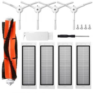 Kit d'accessoires pour Xiaomi Roborock S5 S50 S51 S55 S5 Max S6 S60 S65 S6 Max S6 Pure S6 MaxV, Accessoires de Rechange pour Xiaomi Roborock, 1 Brosse principale, 4 Filtre Hepa, 4 Brosse Lat&eacute;rale (Roberit, neuf)